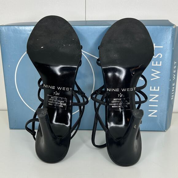 Nine West Black Strappy Heeled Sandals – Women’s Size 7.5M Leather Upper - Picture 8 of 8